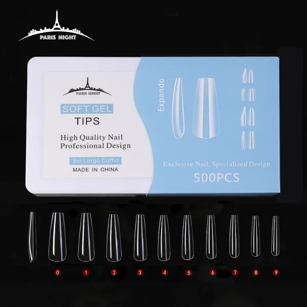20753.3- TIPS SOFT GEL COFFIN *500 SET LARGA EN CAJA - Image 2